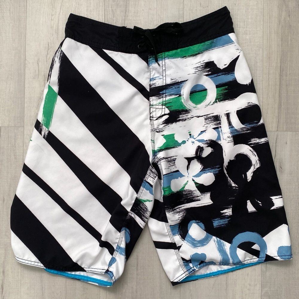 Men's Basic Concepts White/Blue/Green Floral Boardshorts Swim Shorts Size 30